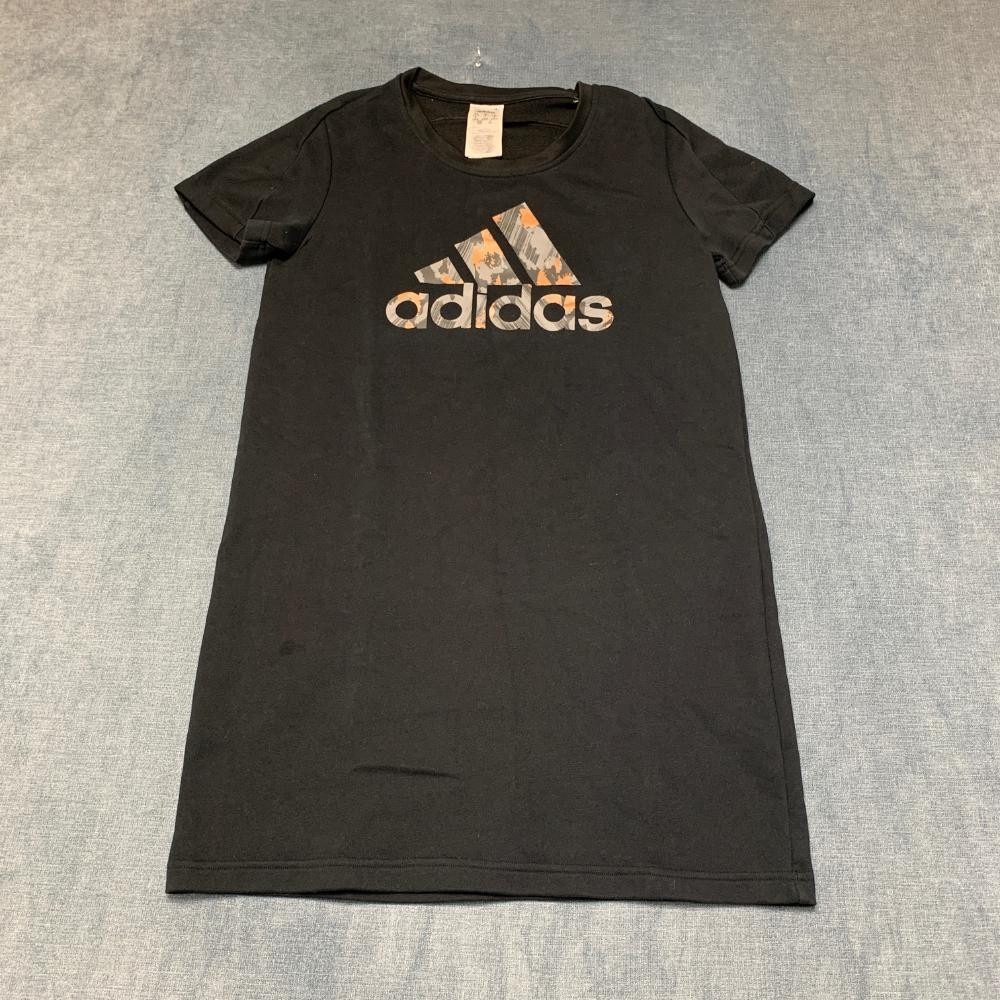 Adidas X Zoe Saldana T-Shirt Dress Womens Small Black Spellout Logo Crew Neck